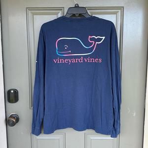 Vineyard Vines Dark Blue Long Sleeve Tee with Whale Logo